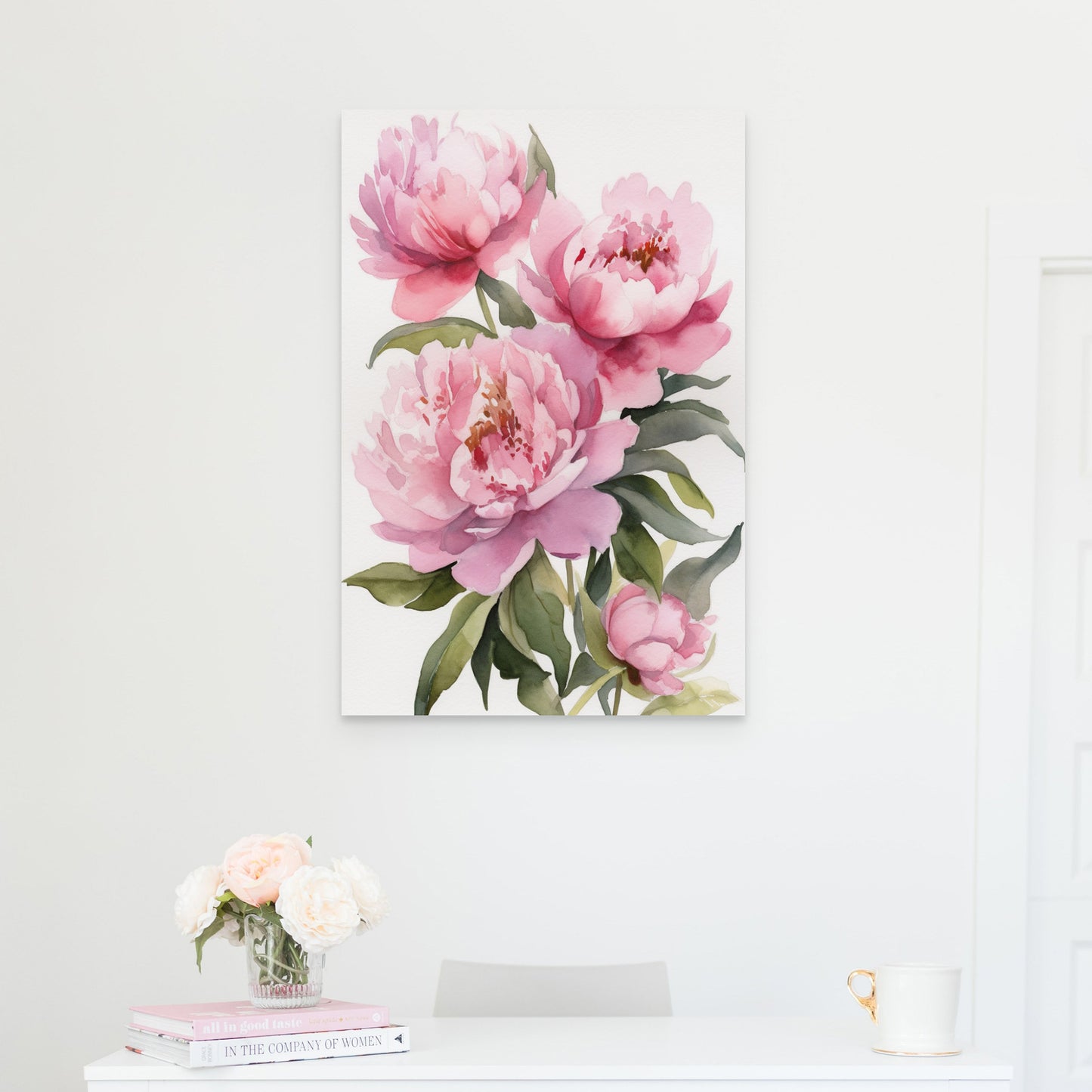 Peony Watercolor - Pink Floral Botanical Art