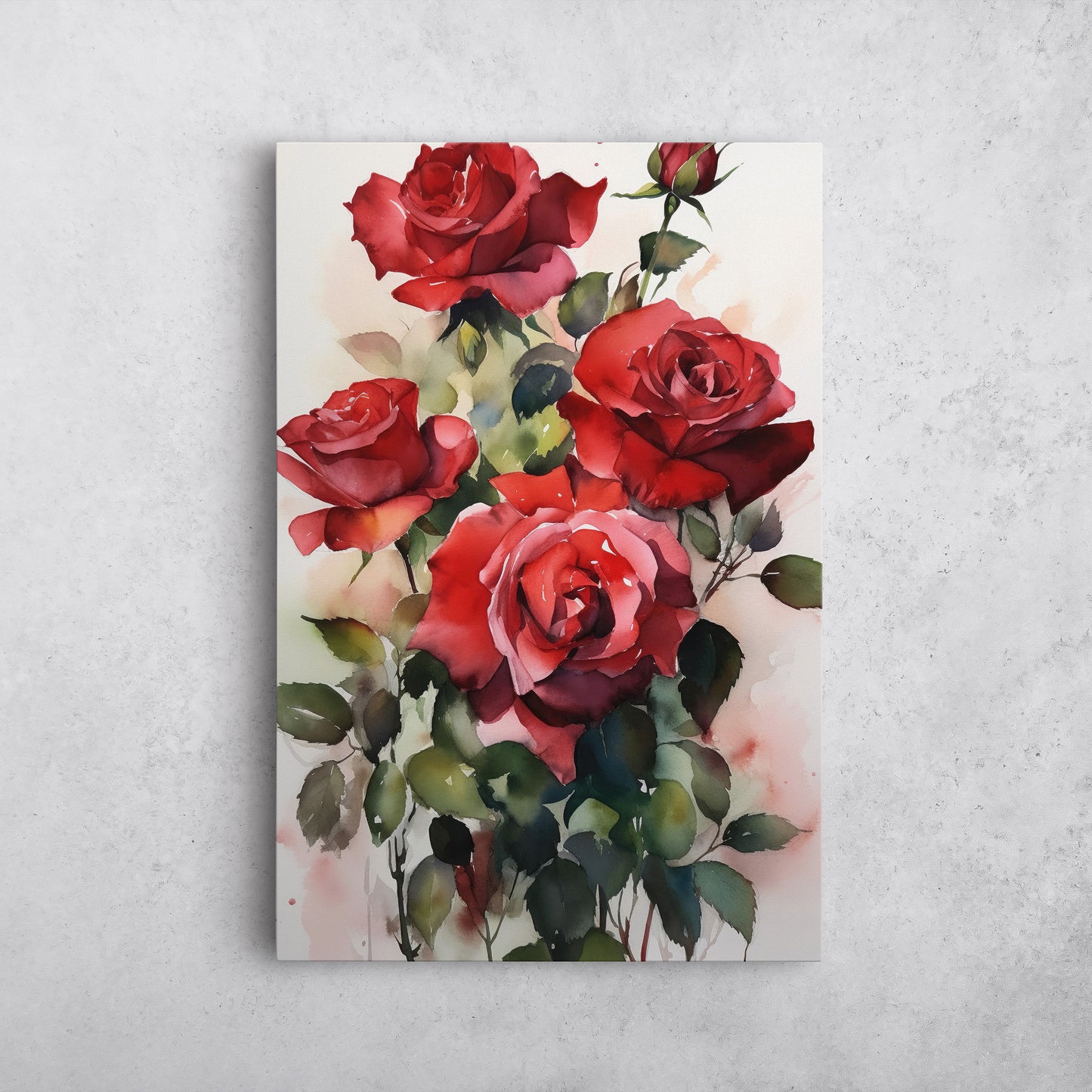 Rose Watercolor – Red Floral Botanical Art