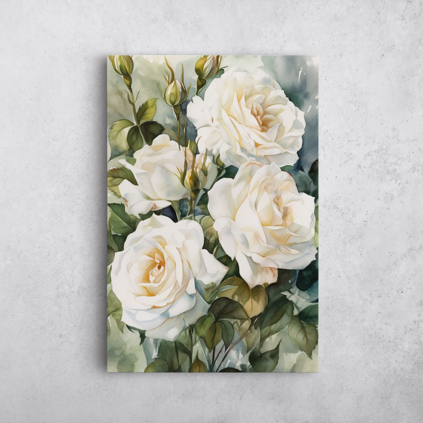 Rose Watercolor – White Floral Botanical Art