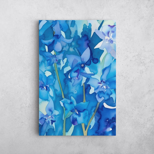 Abstract Floral Watercolor – Blue Floral Botanical Art