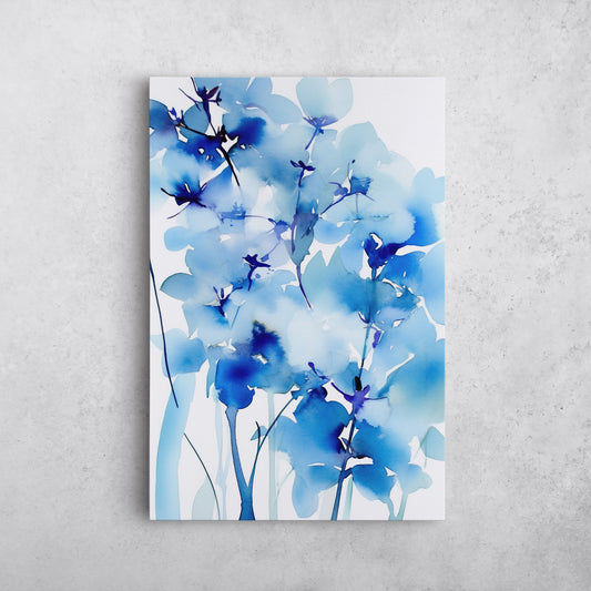 Abstract Floral Watercolor II – Blue Floral Botanical Art