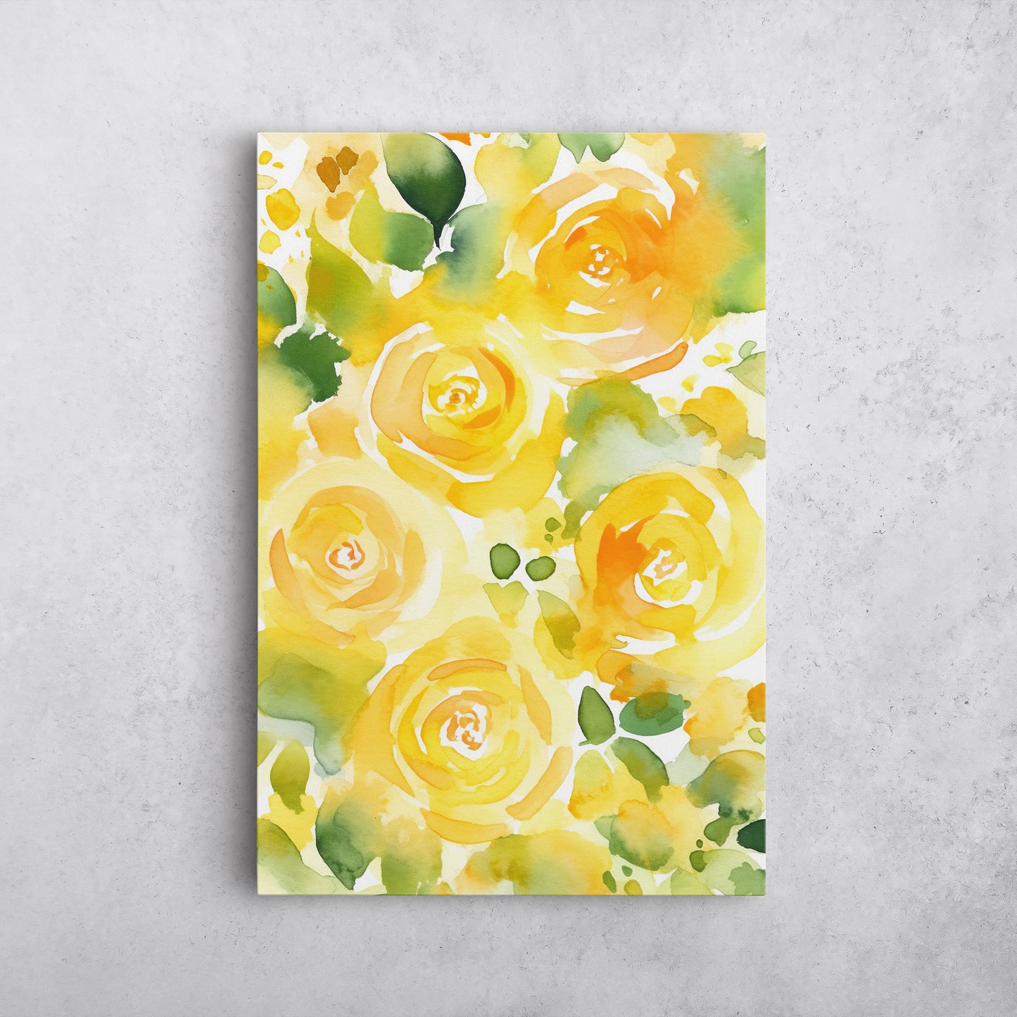 Abstract Floral Watercolor – Yellow Floral Botanical Art