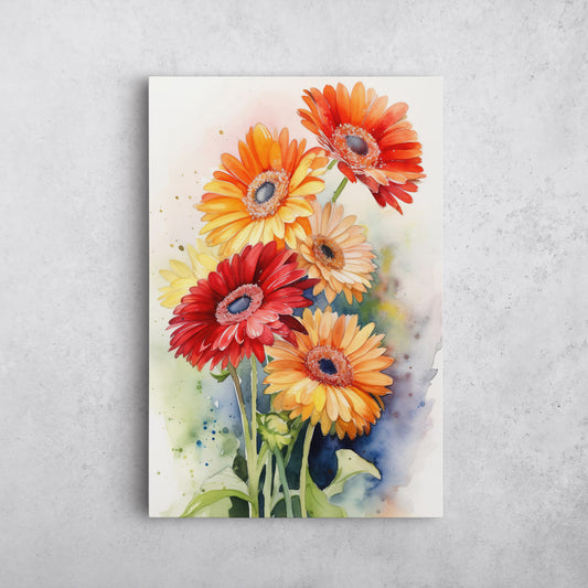 Gerbera Watercolor – Vibrant Floral Botanical Art