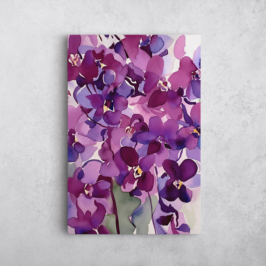 Abstract Orchid Watercolor – Purple Floral Botanical Art