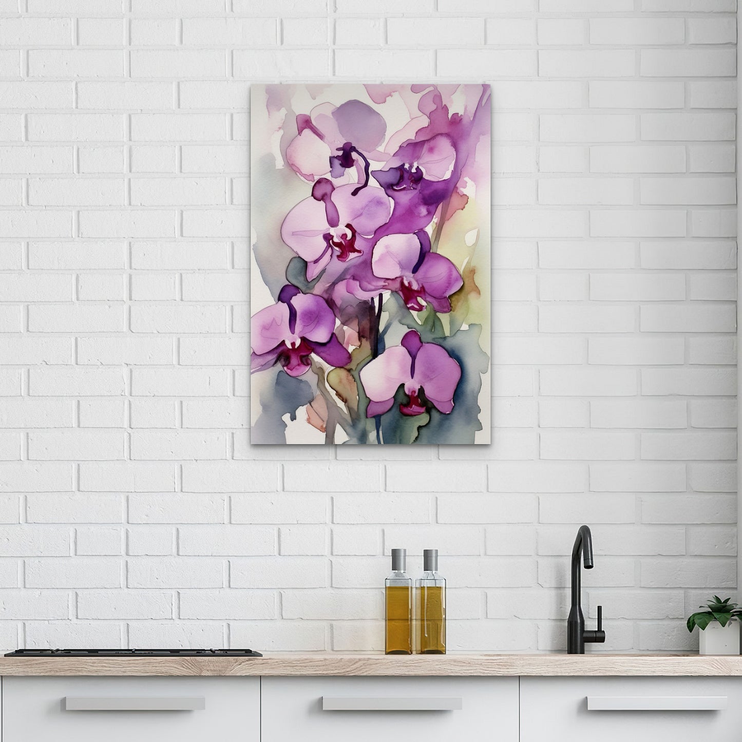 Abstract Orchid Watercolor II – Purple Floral Botanical Art