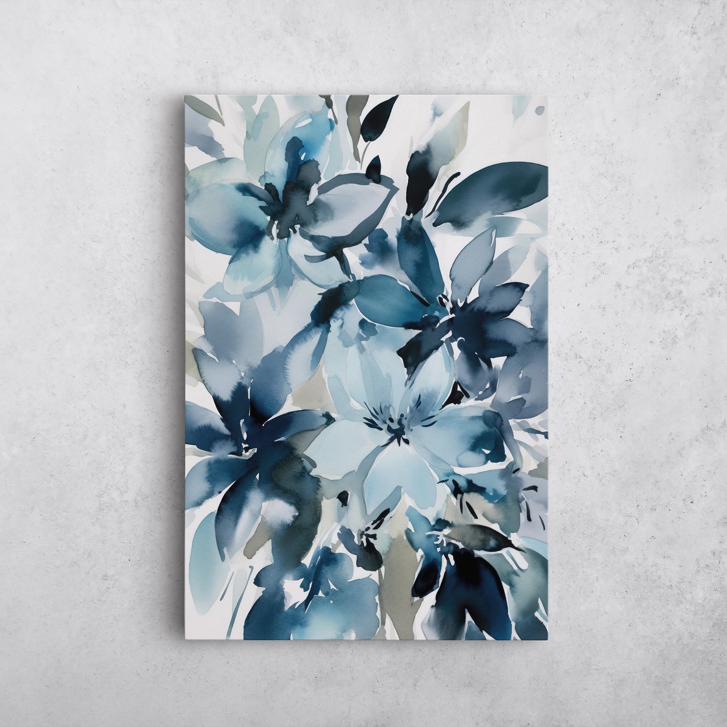 Abstract Lily Watercolor – Blue Floral Botanical Art