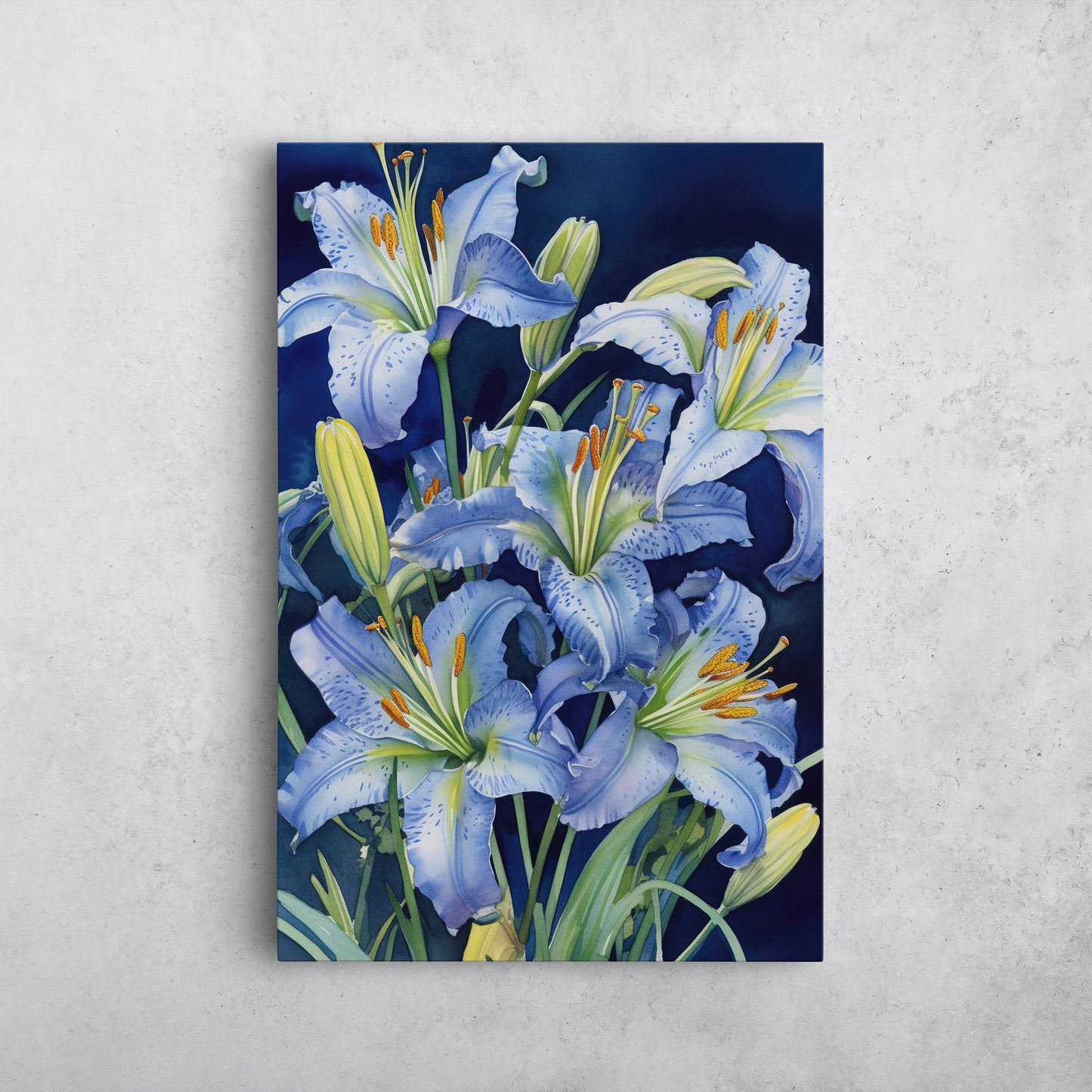 Lily Watercolor – Blue Floral Botanical Art