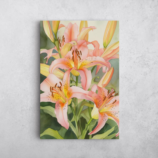 Lily Watercolor – Pink Floral Botanical Art