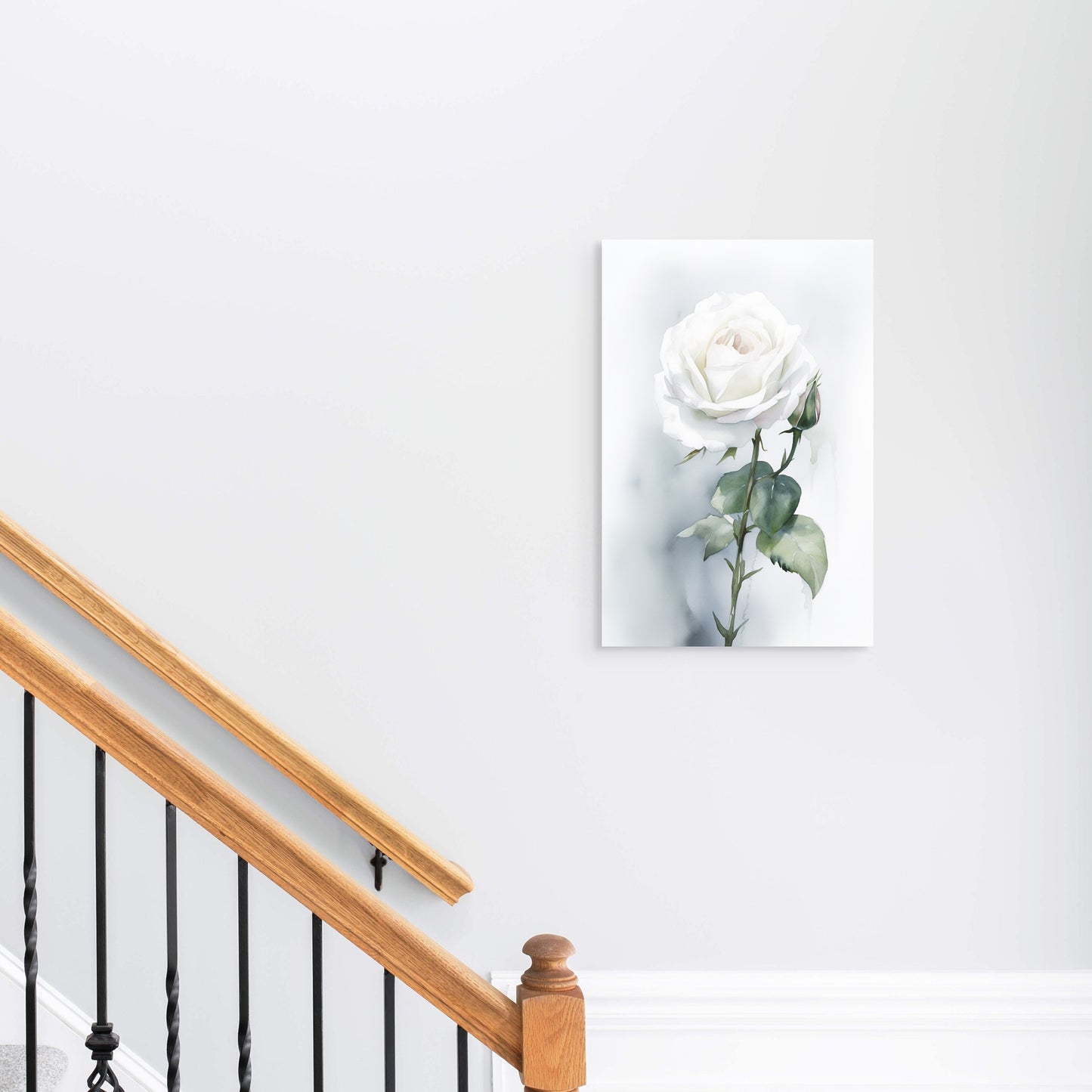 Rose Watercolor – White Floral Botanical Art