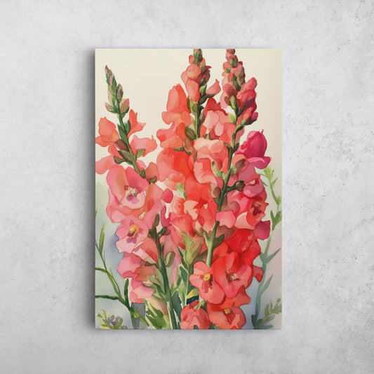 Snapdragon Watercolor – Pink Floral Botanical Art