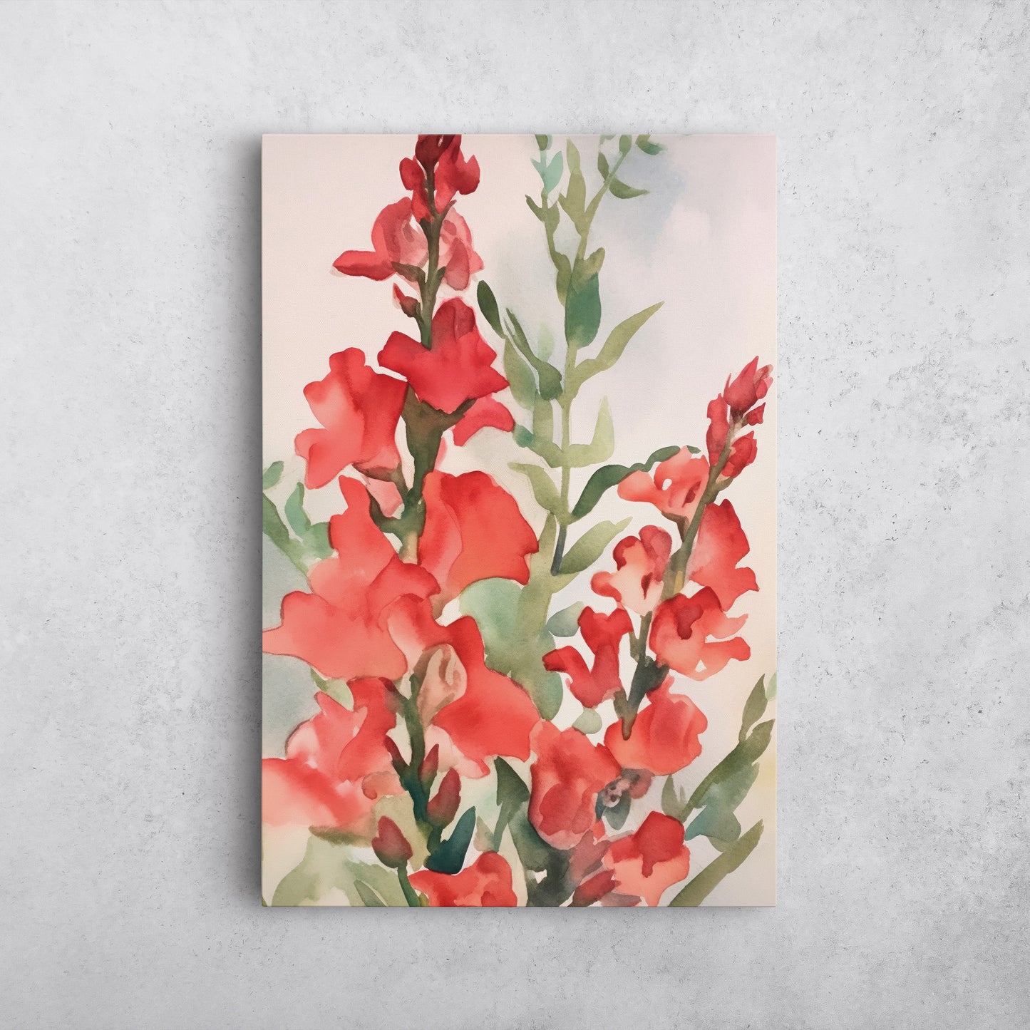 Snapdragon Watercolor – Red Floral Botanical Art