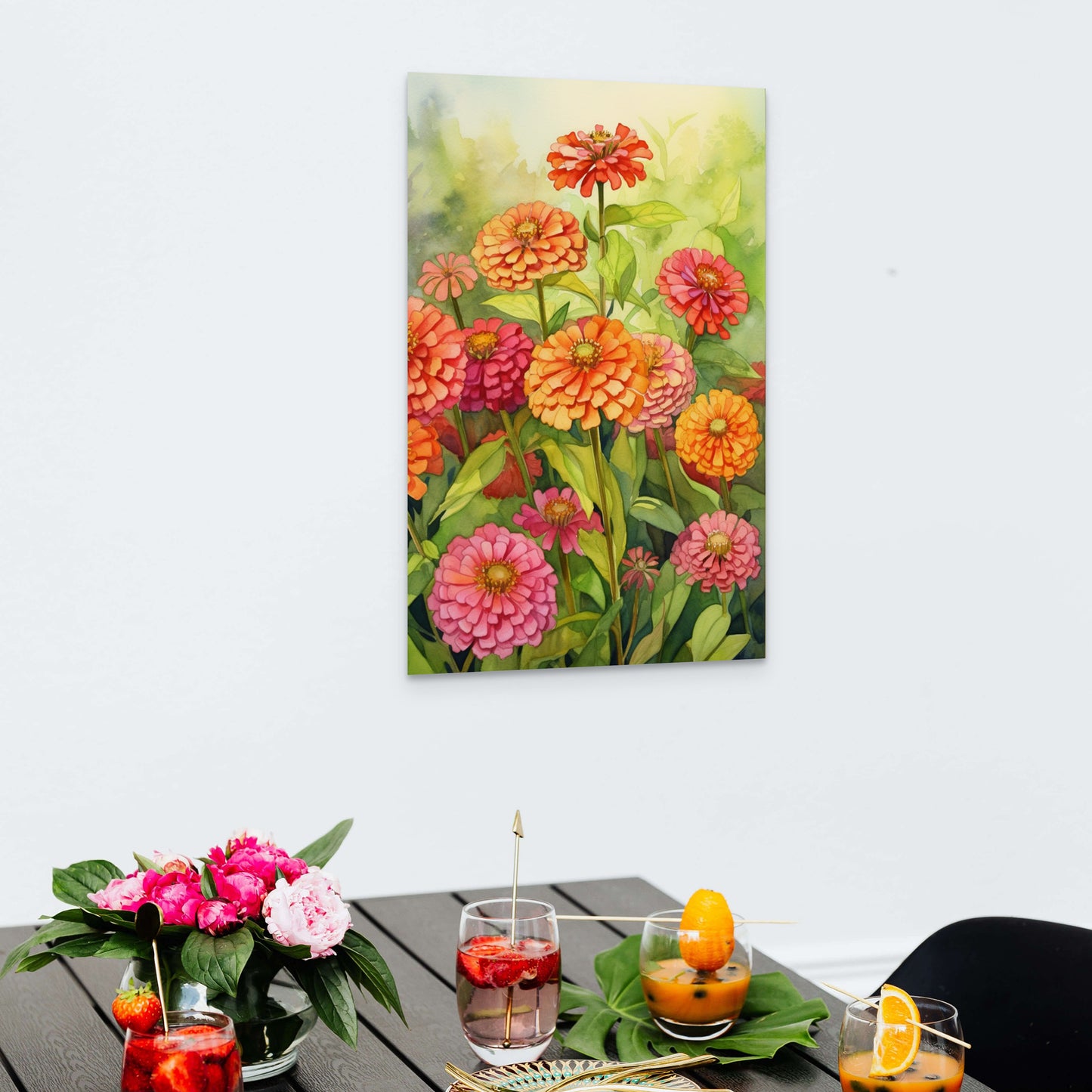 Zinnia Watercolor – Vibrant Floral Botanical Art
