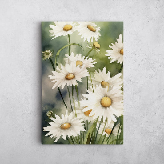Daisy Watercolor - White Floral Botanical Art